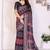 Black handloom linen cotton digital print saree with blouse