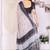 White handloom linen cotton digital print saree with blouse
