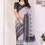 White handloom linen cotton digital print saree with blouse