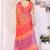 Orange handloom linen cotton digital print saree with blouse