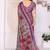 Wine handloom linen cotton digital print saree with blouse
