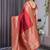 Red soft lichi silk saree with blouse
