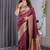 Maroon soft lichi silk saree with blouse