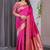 Pink soft lichi silk saree with blouse