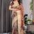Cream pure handloom linen floral printed saree