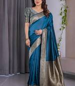 Rama soft lichi silk blend saree with blouse