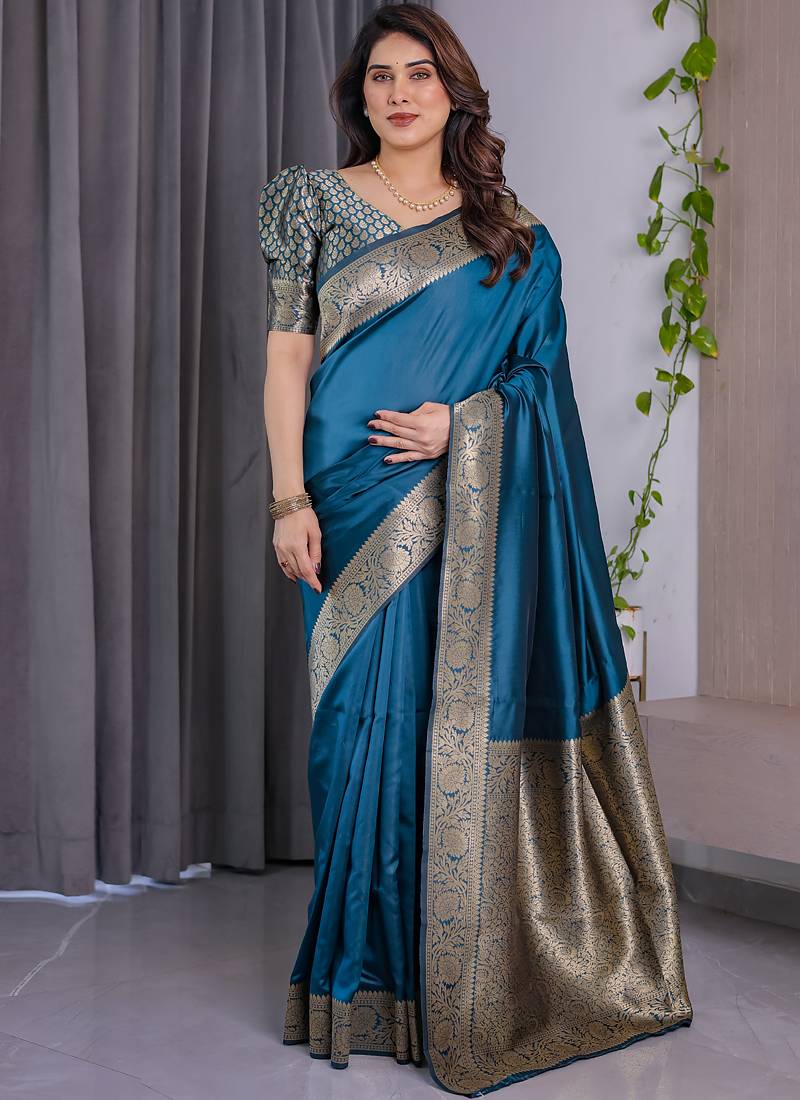 Rama soft lichi silk blend saree with blouse