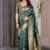 Green soft lichi silk saree with blouse