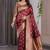Maroon soft lichi silk saree with blouse