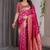 Pink soft lichi silk saree with blouse
