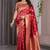 Red soft lichi silk saree with blouse