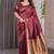 Maroon soft lichi silk saree with blouse