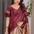 Maroon soft lichi silk saree with blouse