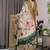 Olive pure handloom linen floral printed saree
