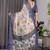 White pure handloom linen floral printed saree