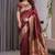 Maroon soft lichi silk saree with blouse