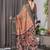 Brown pure handloom linen floral printed saree