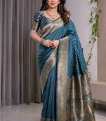 Rama soft lichi silk saree with blouse