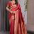 Red soft lichi silk saree with blouse