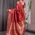 Red soft lichi silk saree with blouse