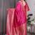 Pink soft lichi silk saree with blouse