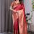 Red soft lichi silk saree with blouse
