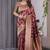 Maroon soft lichi silk saree with blouse