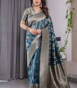 Rama soft lichi silk saree with blouse