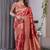 Red soft lichi silk saree with blouse