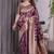 Wine soft lichi silk saree with blouse