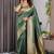 Green soft lichi silk saree with blouse