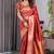 Red soft lichi silk saree with blouse