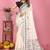White soft linen cotton printed saree