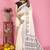 White soft linen cotton printed saree