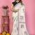 White soft linen cotton printed saree