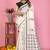 White soft linen cotton printed saree