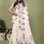 White soft linen cotton printed saree