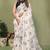 White soft linen cotton printed saree