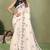 White soft linen cotton printed saree