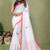 White soft linen cotton printed saree