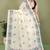 White soft linen cotton printed saree