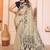 Beige soft linen cotton printed saree