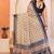 Beige soft linen cotton printed saree