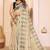 Beige soft linen cotton printed saree