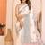 Cream soft linen cotton printed saree