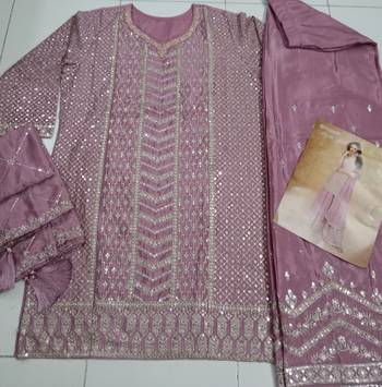 Light pink chinon sequin embroidered salwar suit 3