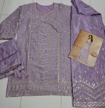 Light lavender chinon sequin embroidered salwar suit 3