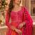 Pink heavy embroidered faux georgette semi stitched anarkali suit