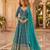 Blue heavy embroidered faux georgette semi stitched anarkali suit