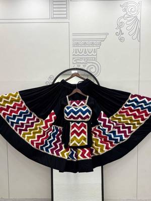 NAVRATRI WEAR BLACK COTTON SOLID PRINT LACE WORK LEHENGA CHOLI SET FULL STITCHED 5